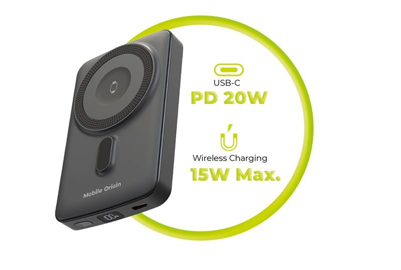Mobile Origin - Μαγνητικό Ασύρματο MagSafe Power Bank Κινητού 10.000mAh - PB9 - Black
