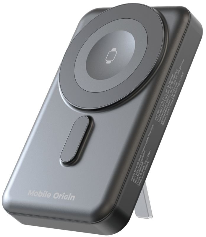 Mobile Origin - Μαγνητικό Ασύρματο MagSafe Power Bank Κινητού / Apple Watch 10.000mAh με Ενσωματωμένα Καλώδια Lightning και Type - C - PB11 - Black