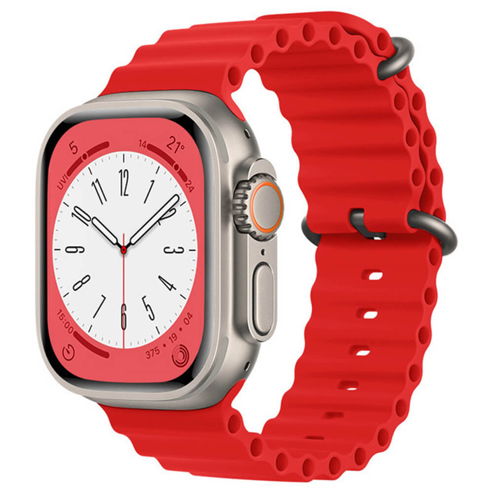 Techsuit Λουράκι Apple Watch 2/3/4/5/6/7/8/9/10/11 - SE (1/2/3) - 38/40/41/42mm Watchband W038 Σιλικόνης - Red