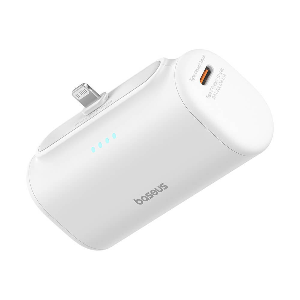 Baseus Compact Series Lightning - PowerBank 5000mAh 20W με Καλώδιο Type-C to Type-C - White - P10068307213-00
