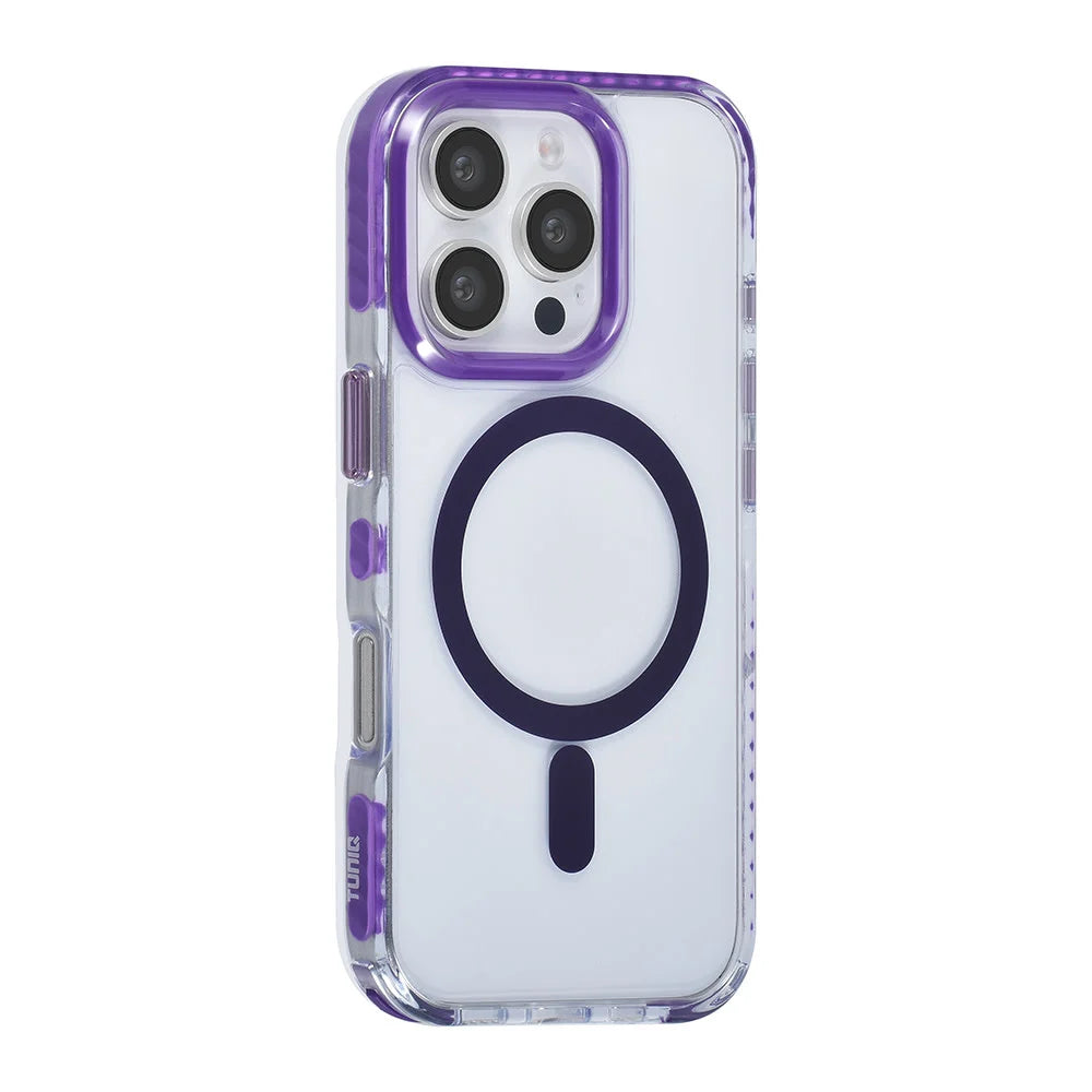 Tuniq iPhone 16 Pro - MagSafe Σκληρή Θήκη με Πλαίσιο Σιλικόνης και Λουράκι - Διάφανη / Purple