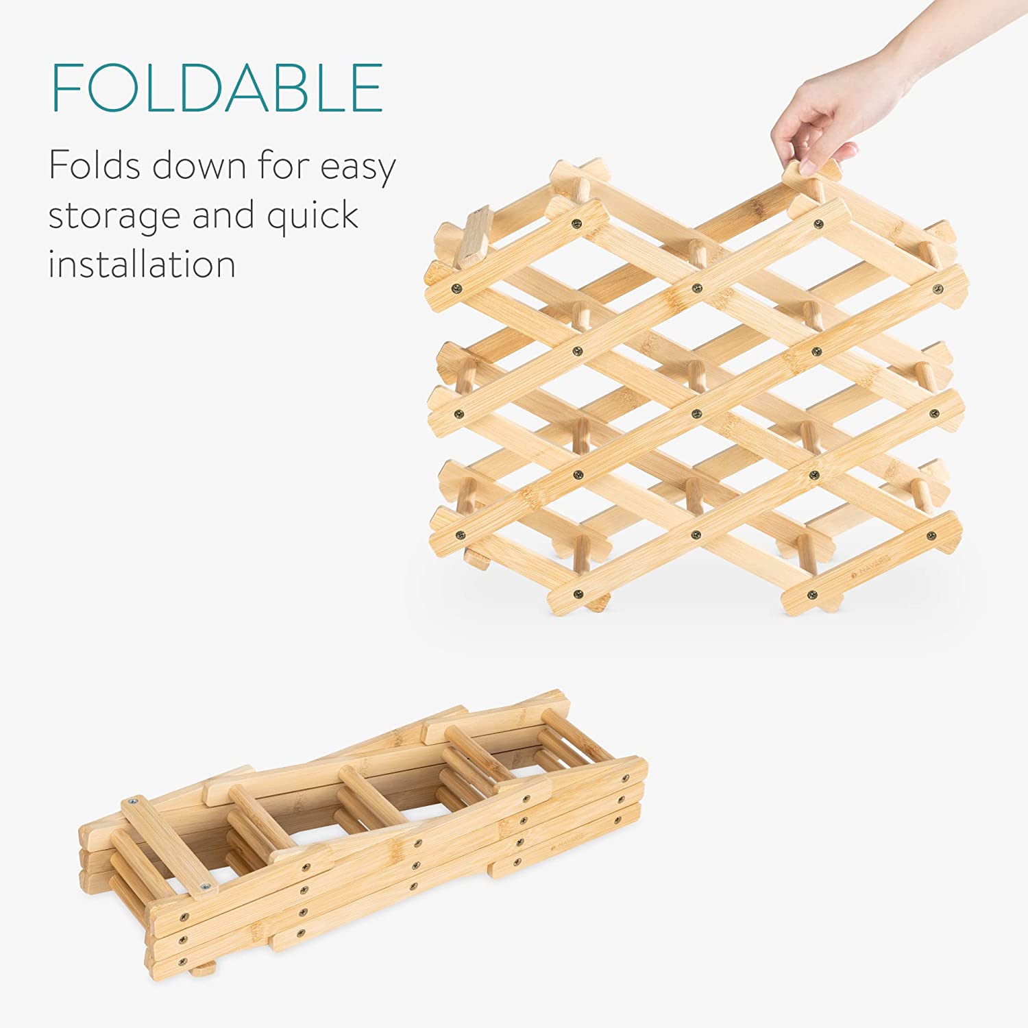 Navaris Ξύλινο Πτυσσόμενο Ράφι Κρασιών από Μπαμπού - 51,5 x 12,7 x 32,5 cm - 51114.05.3