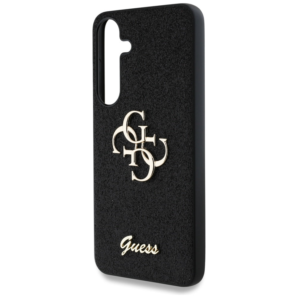 Guess Samsung Galaxy S25 - Fixed Glitter Big 4G - Σκληρή Θήκη με Πλαίσιο Σιλικόνης - Black - GUHCS25SHG4SGK