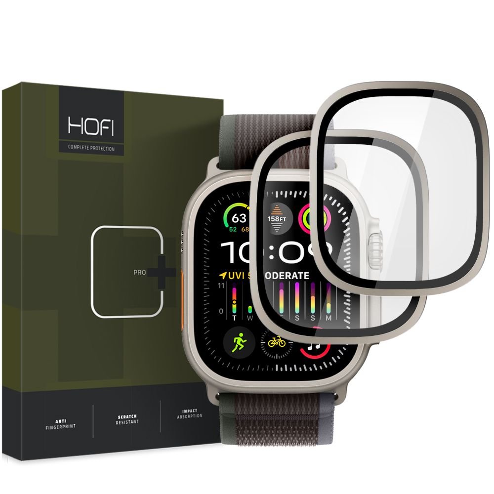 Hofi Προστασία Οθόνης Apple Watch Ultra (1/2/3) - 49mm - Glass Ring 9H Screen Αντιχαρακτικό Γυαλί Οθόνης - 2 Τεμάχια - Titanium