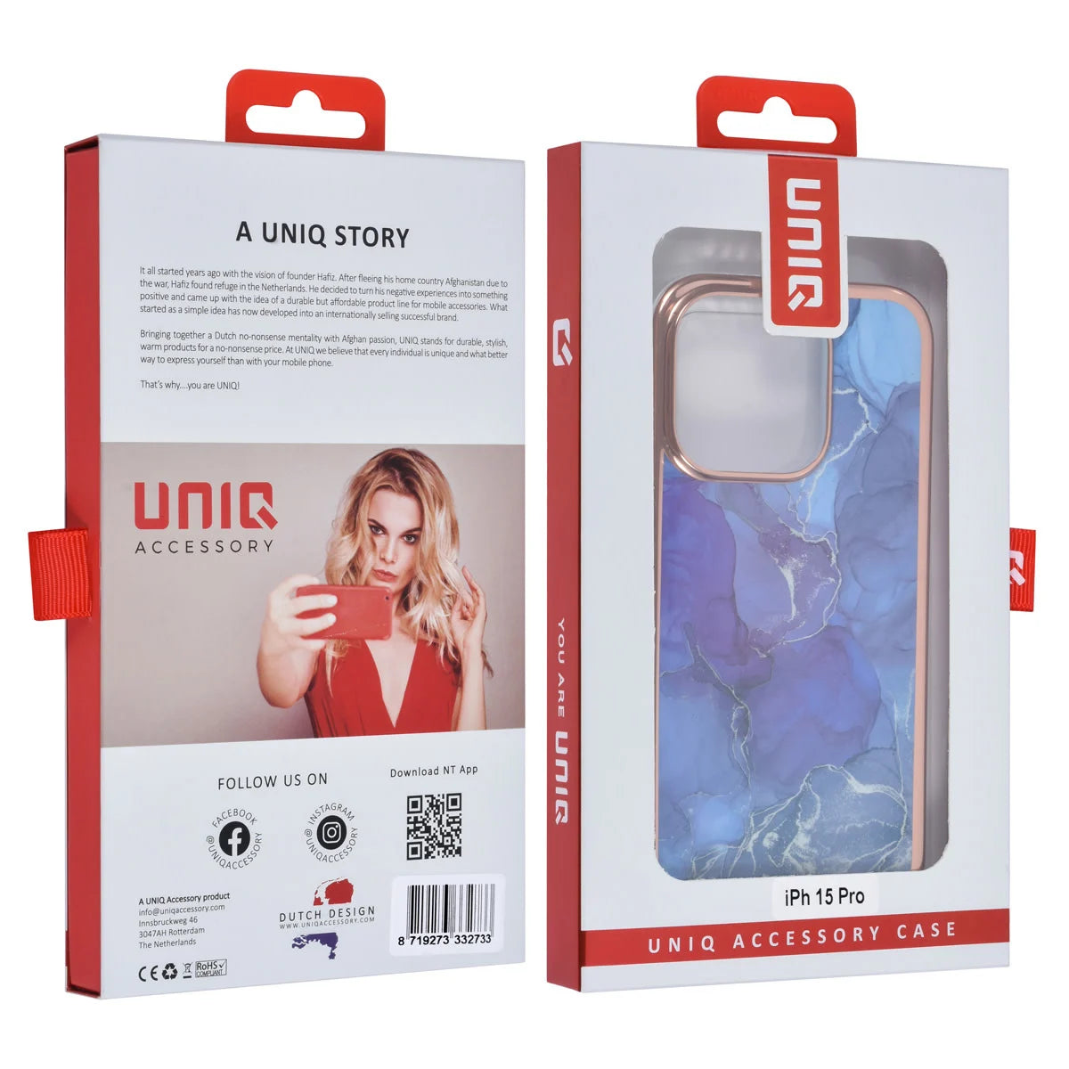 Tuniq iPhone 15 Pro - Σκληρή Θήκη με Πλαίσιο Σιλικόνης - Σχέδιο Μάρμαρο - Μοβ