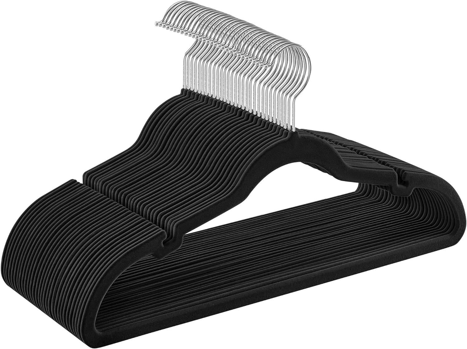 Songmics Σετ με 30 Βελούδινες Κρεμάστρες Ρούχων - Black - CRF029B03