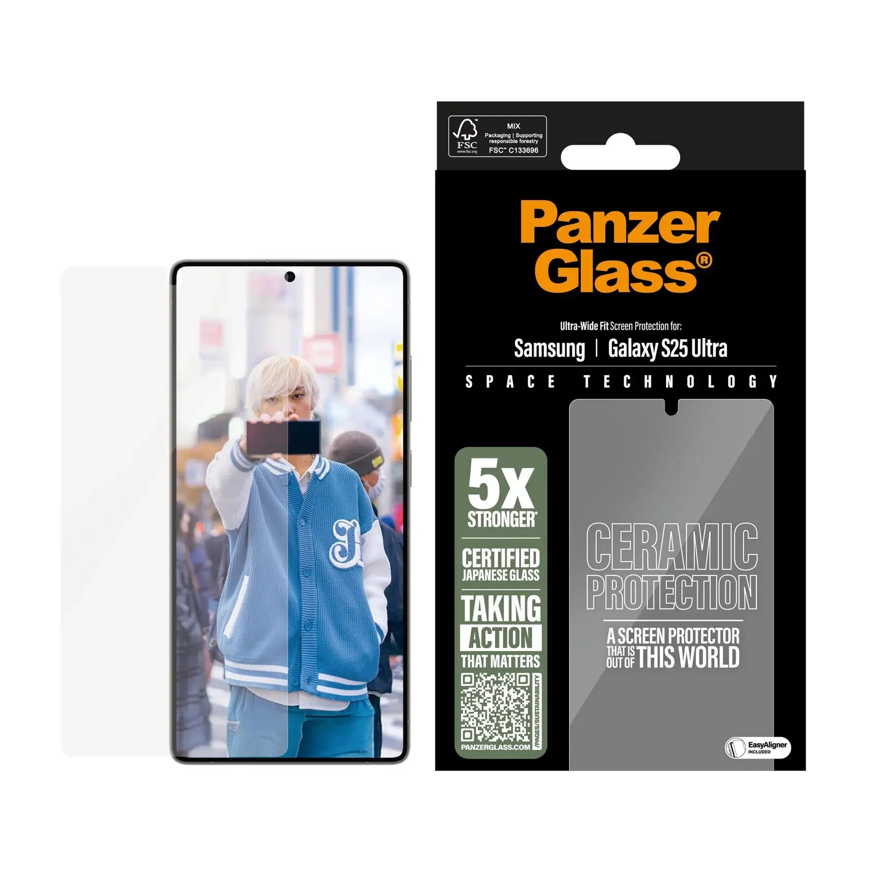 PanzerGlass Samsung Galaxy S25 Ultra All-in-One Ultra-Wide Fit Αντιχαρακτικό Γυαλί Οθόνης - Διάφανο