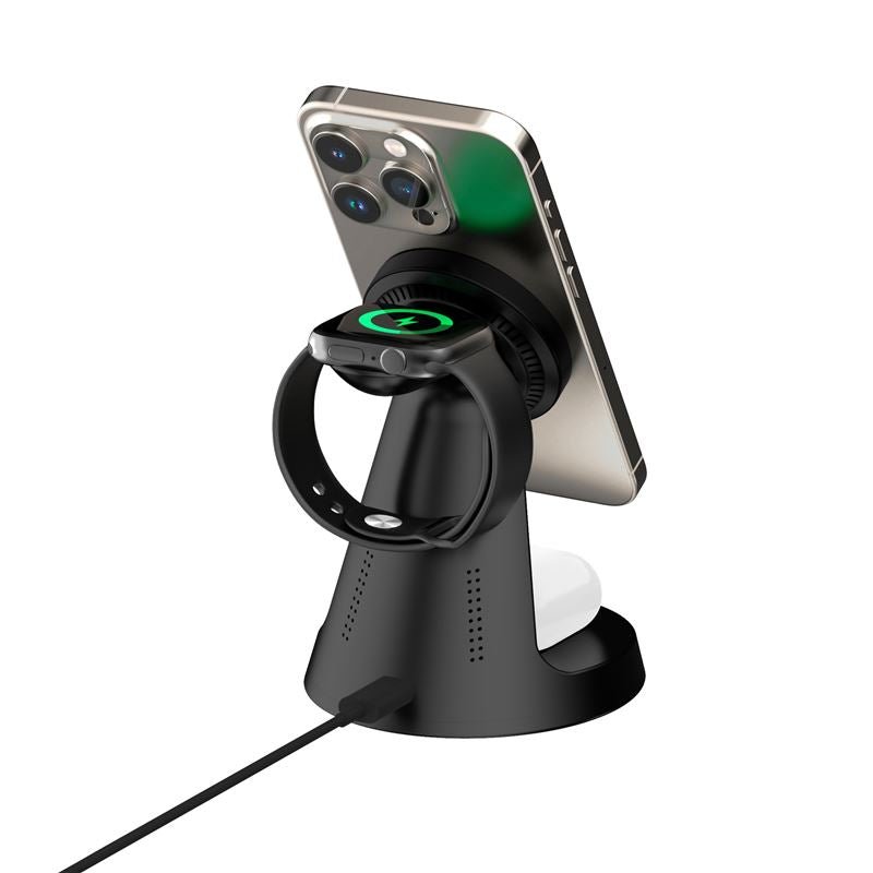 Mobile Origin 3in1 Ασύρματος Μαγνητικός Φορτιστής MagSafe PW9 - Black