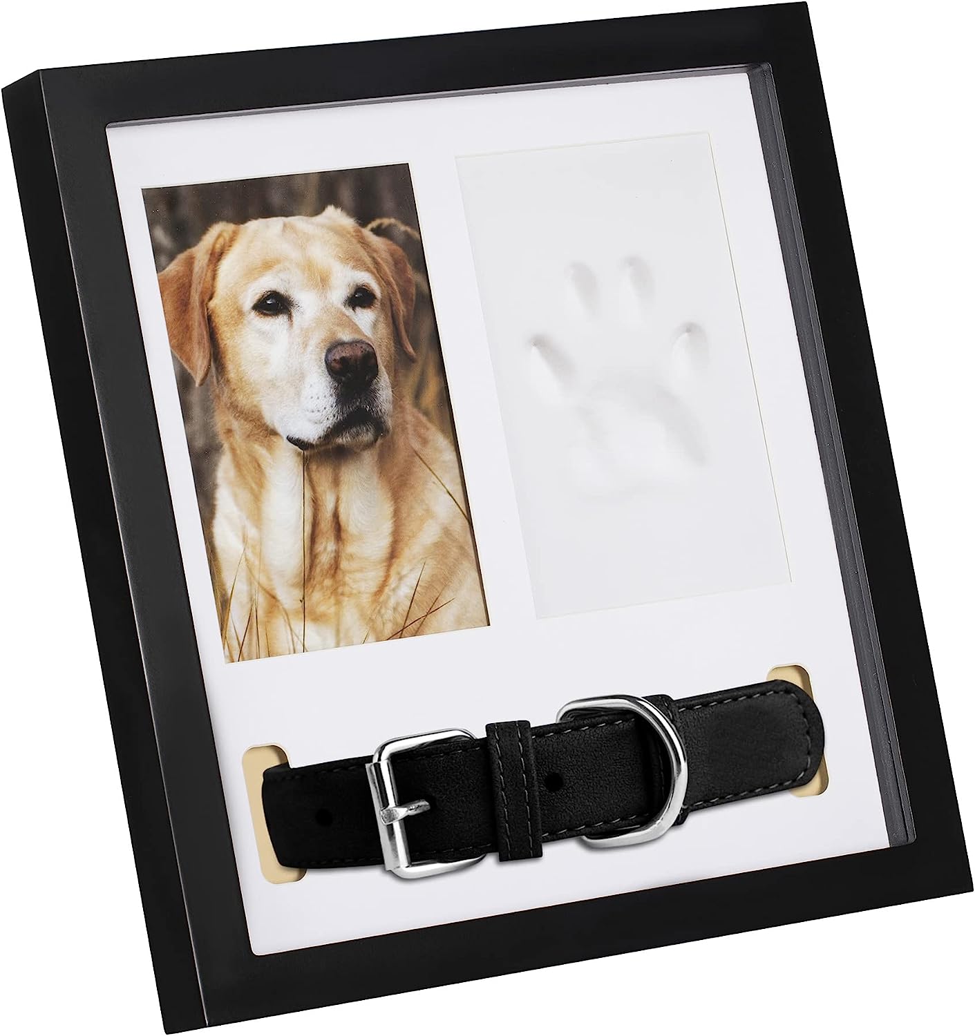 Navaris Κορνίζα 3 in 1 με Πηλό για Αποτύπωμα Κατοικίδιου και Θήκη για το Κολάρο - 27 x 28,5 x 4,5 cm - Black - 60667.01