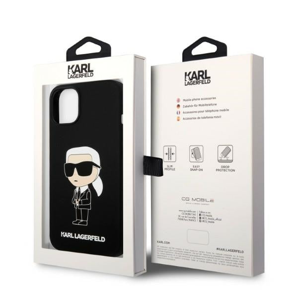 Karl Lagerfeld iPhone 15 Plus / 14 Plus - Silicone Ikonik Σκληρή Θήκη με Πλαίσιο Σιλικόνης - Black - KLHCP14MSNIKBCK