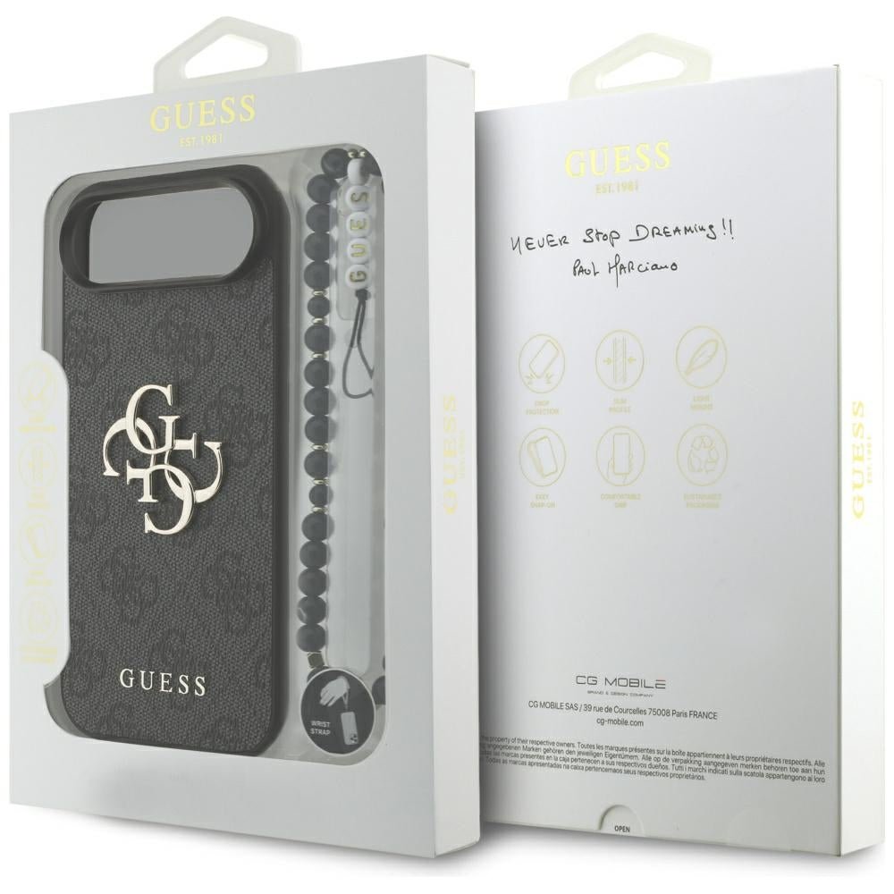 Guess iPhone Air - 4G Strap 4G Classic Logo - Σκληρή Θήκη με Επένδυση Συνθετικού Δέρματος και Λουράκι - Black - GUHCP17MP4GMGSK