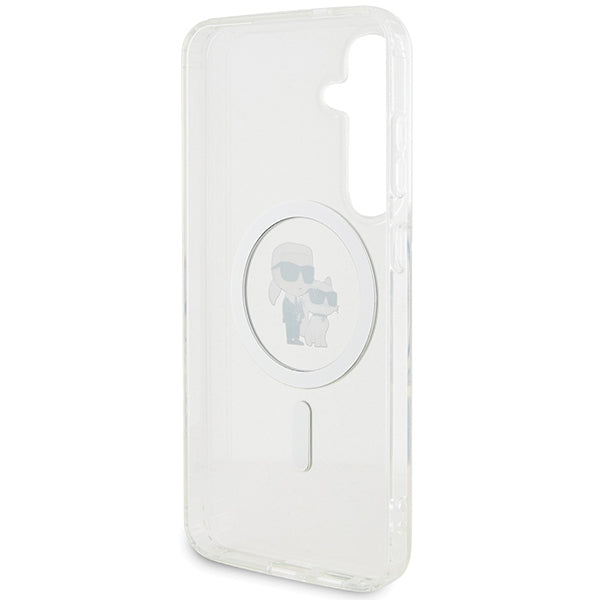 Karl Lagerfeld Samsung Galaxy S24 - IML Karl and Choupette MagSafe Σκληρή Θήκη με Πλαίσιο Σιλικόνης και MagSafe - Διάφανη - KLHMS24SHGKCNOT