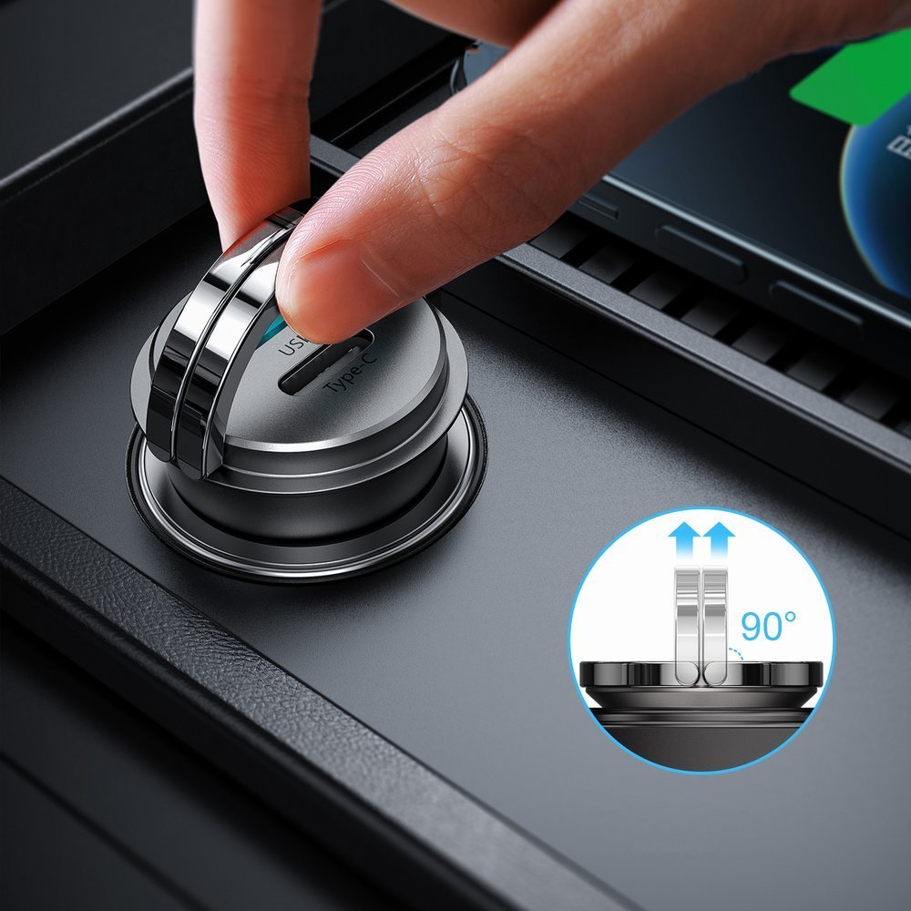 Joyroom C-A35 Φορτιστής Αυτοκινήτου Γρήγορης Φόρτισης με 1 Θύρα USB και 1 Θύρα Type-C 5A PD 45W QC 3.0 - Grey