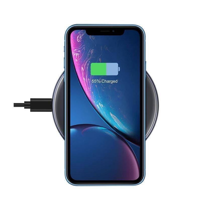 Crong PowerSpot 15W Ασύρματος Φορτιστής Qi με Καλώδιο Type - C σε Type - C - Shadow Black