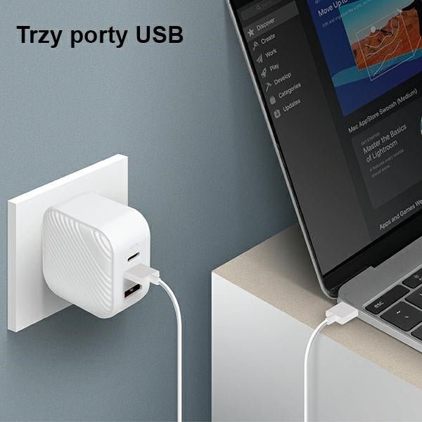 Uniq Verge Pro 66W GaN Οικιακός Φορτιστής Γρήγορης Φόρτισης Type - C - Cloud White