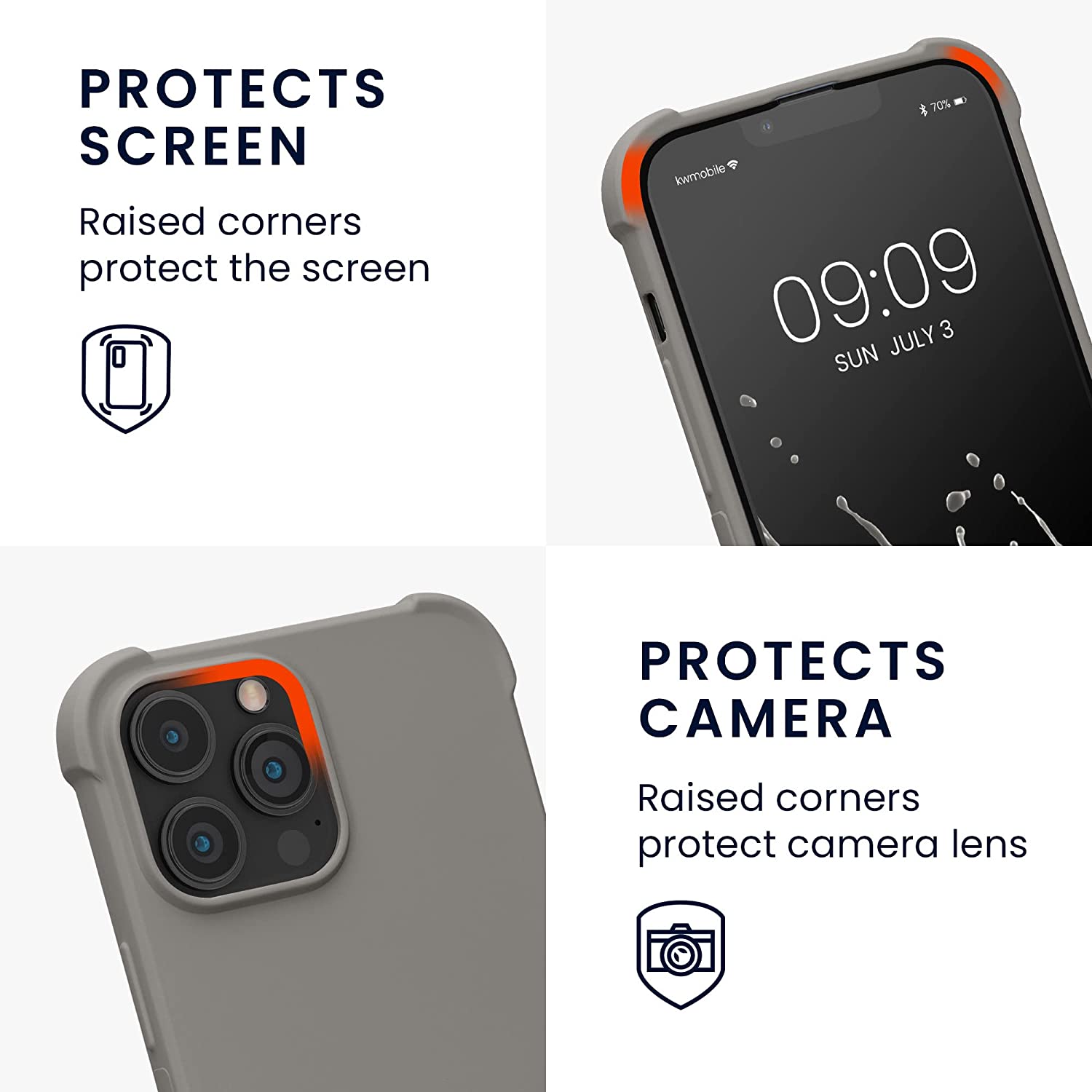 KW iPhone 13 Pro Max Θήκη Σιλικόνης TPU με Λουράκι - Taupe - 55977.43