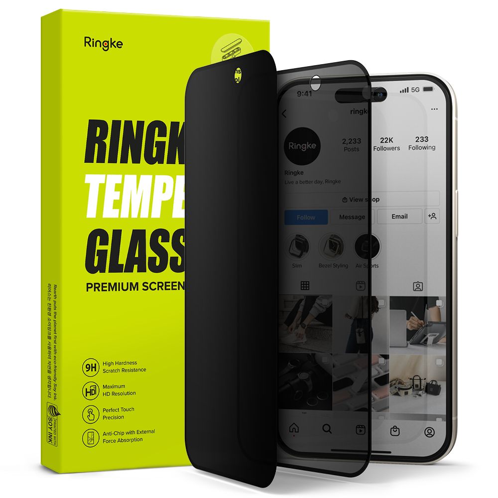 Ringke iPhone 15 TG Glass 0.3mm 2.5D 9H Tempered Glass Αντιχαρακτικό Γυαλί Οθόνης - Privacy