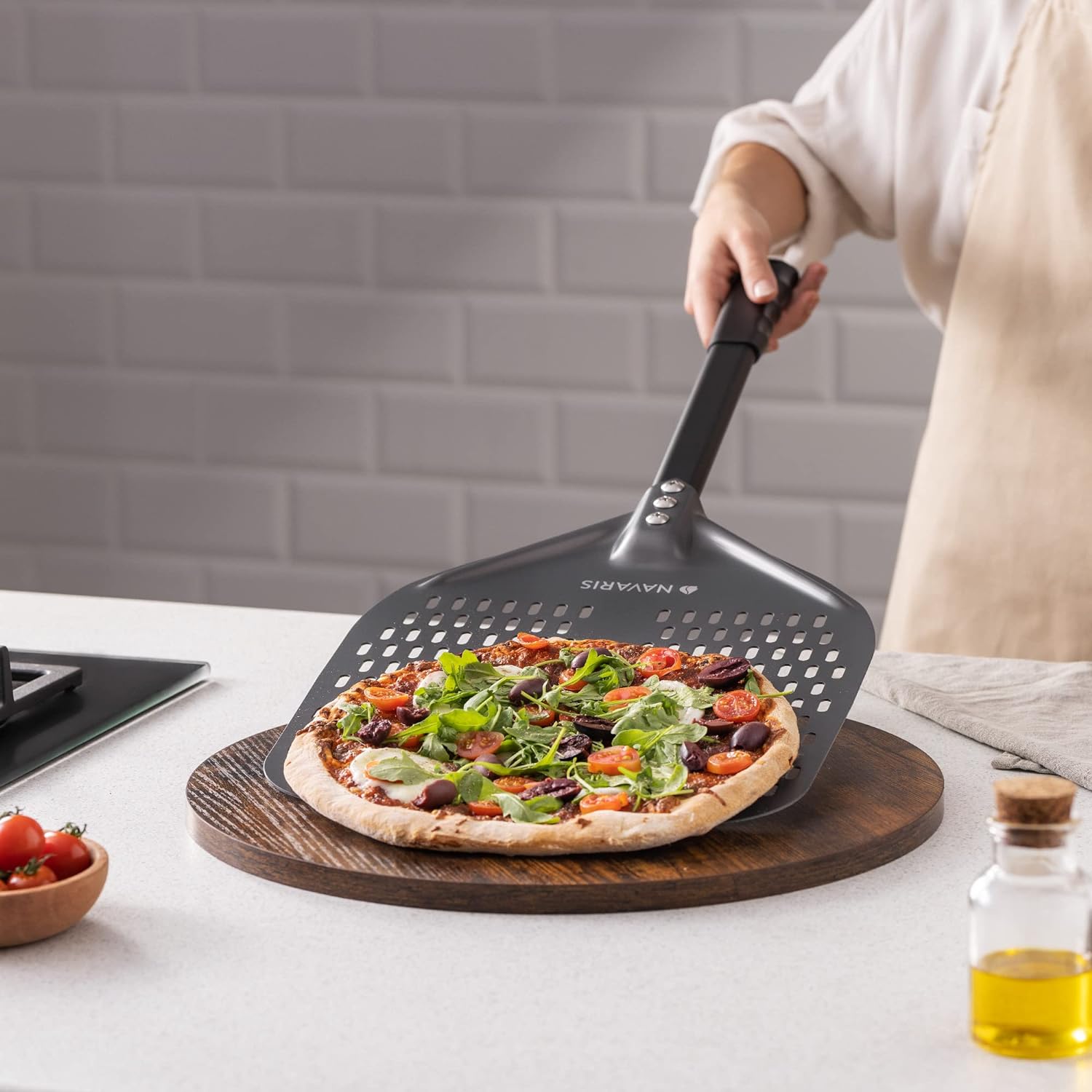 Navaris Φτυάρι Πίτσας με Αφαιρούμενη Λαβή - Silver - 58083.01