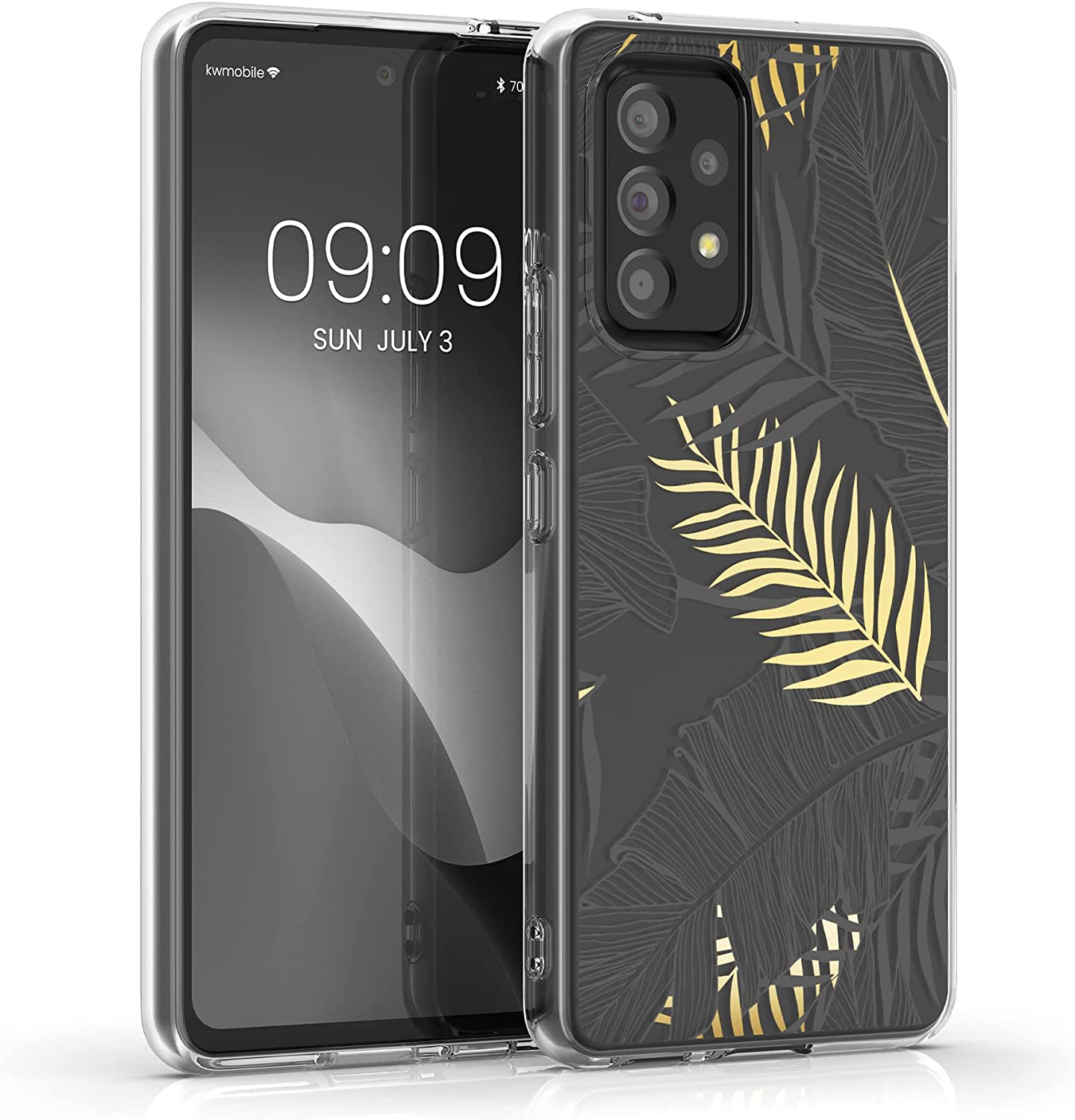 KW Samsung Galaxy A53 5G Θήκη Σιλικόνης TPU Design Jungle - Gold / Grey - Διάφανη - 58800.03