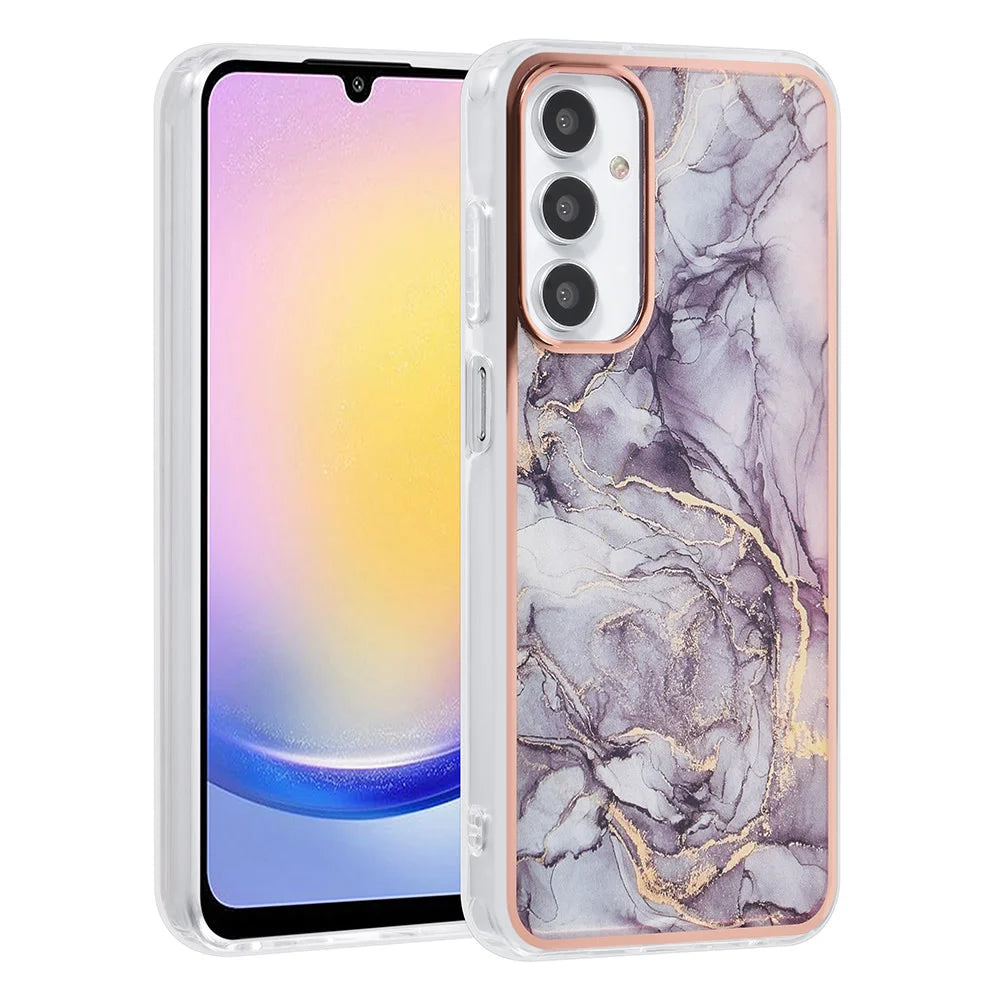 Tuniq Samsung Galaxy A25 5G - Σκληρή Θήκη με Πλαίσιο Σιλικόνης - Σχέδιο Μάρμαρο - Σκούρο Γκρί