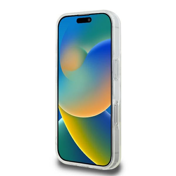 Guess iPhone 16 Pro - IML Glitter Circle - MagSafe Σκληρή Θήκη με Πλαίσιο Σιλικόνης - Clear - GUHMP16LHFGERET