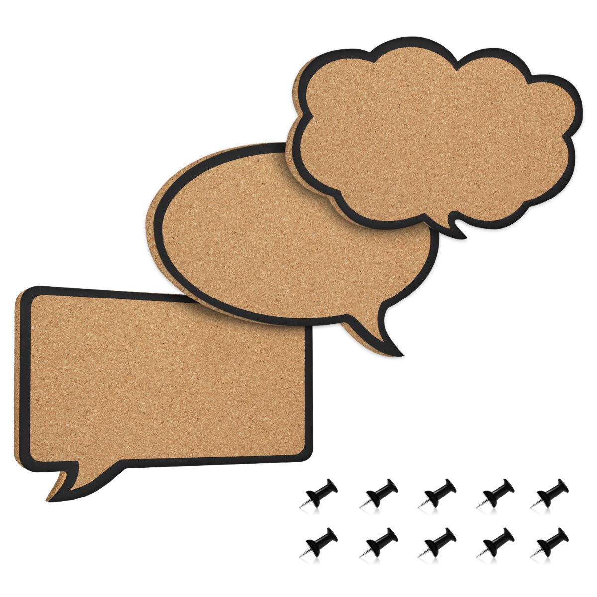 Navaris Cork Notice Board Set Τρεις Πίνακες Ανακοινώσεων με Πινέζες - Brown / Black - 45367.03