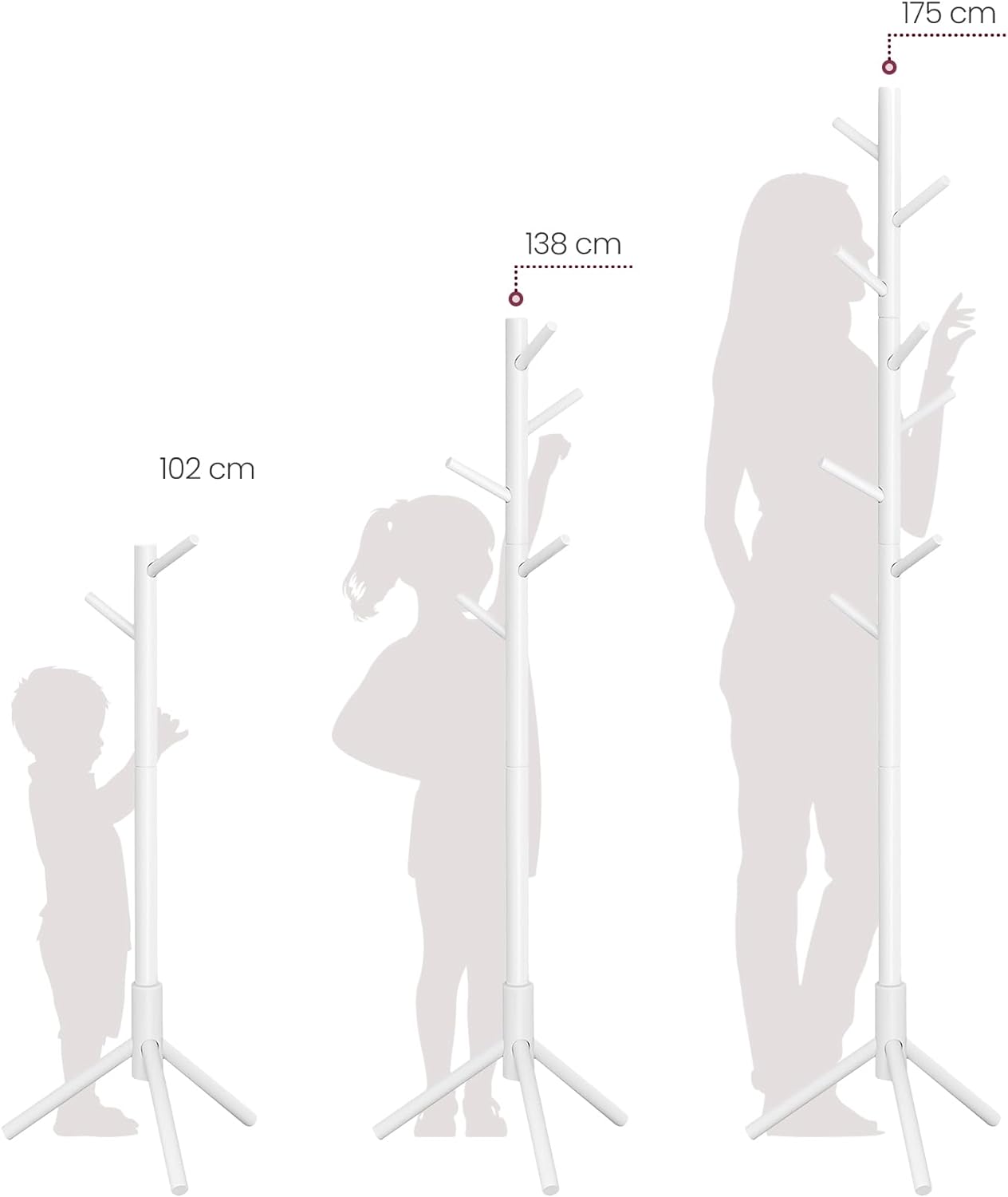 Vasagle Επιδαπέδια Ξύλινη Κρεμάστρα με Ρυθμιζόμενο Ύψος - White - RCR04WT