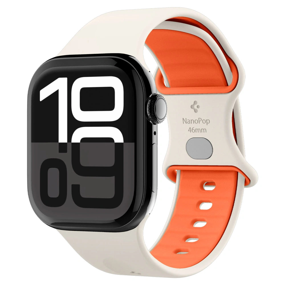 Spigen Λουράκι Apple Watch 8/9/10/11 - SE (1/2/3) - Ultra (1/2/3) – 44/45/46/49mm Nano Pop Σιλικόνης - Orange / Beige