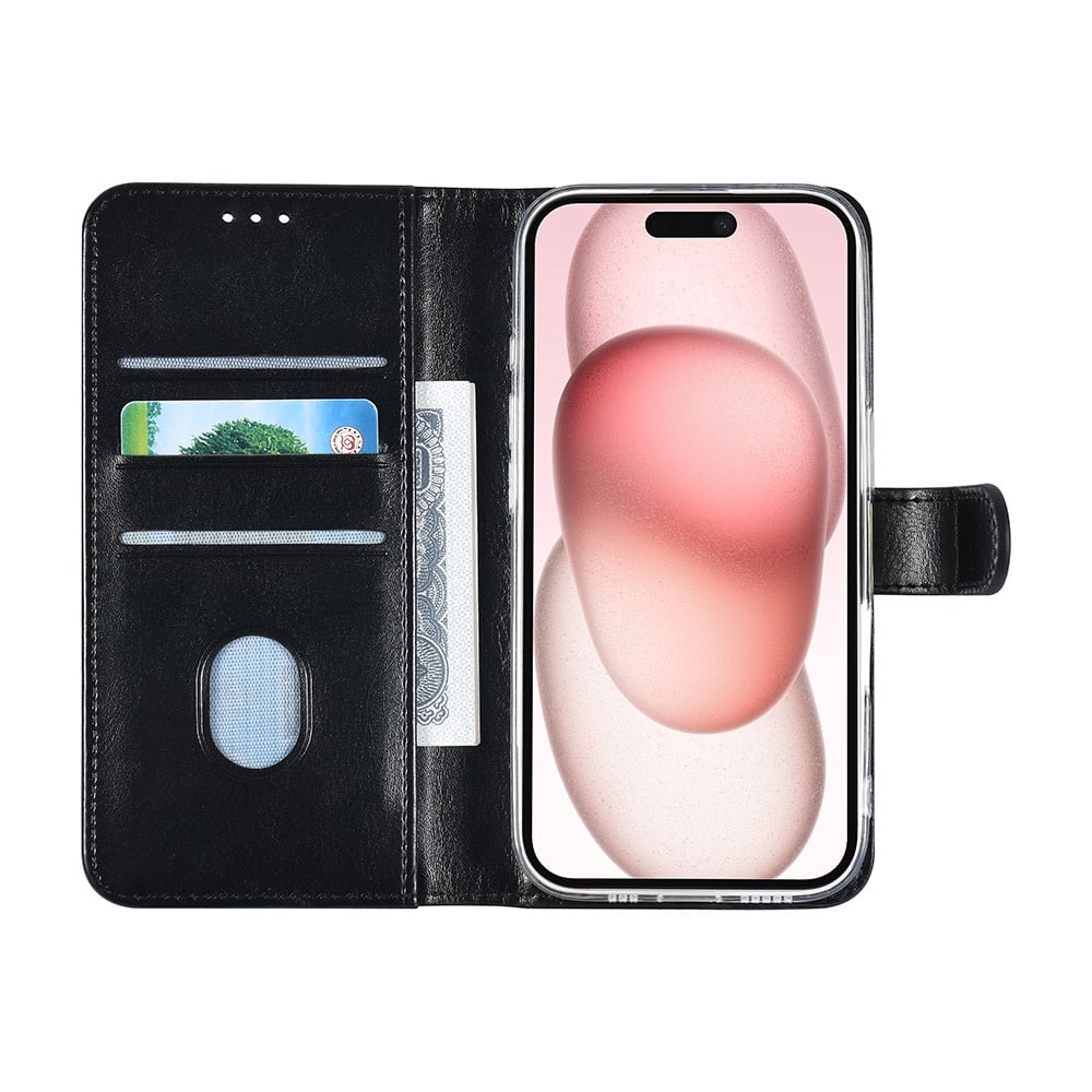 Tuniq iPhone 16 - Θήκη Πορτοφόλι Stand από Δερματίνη - Black