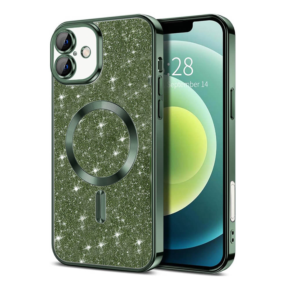 Techsuit iPhone 16 - Luxury Glitter MagSafe - Θήκη Σιλικόνης - Deep Green