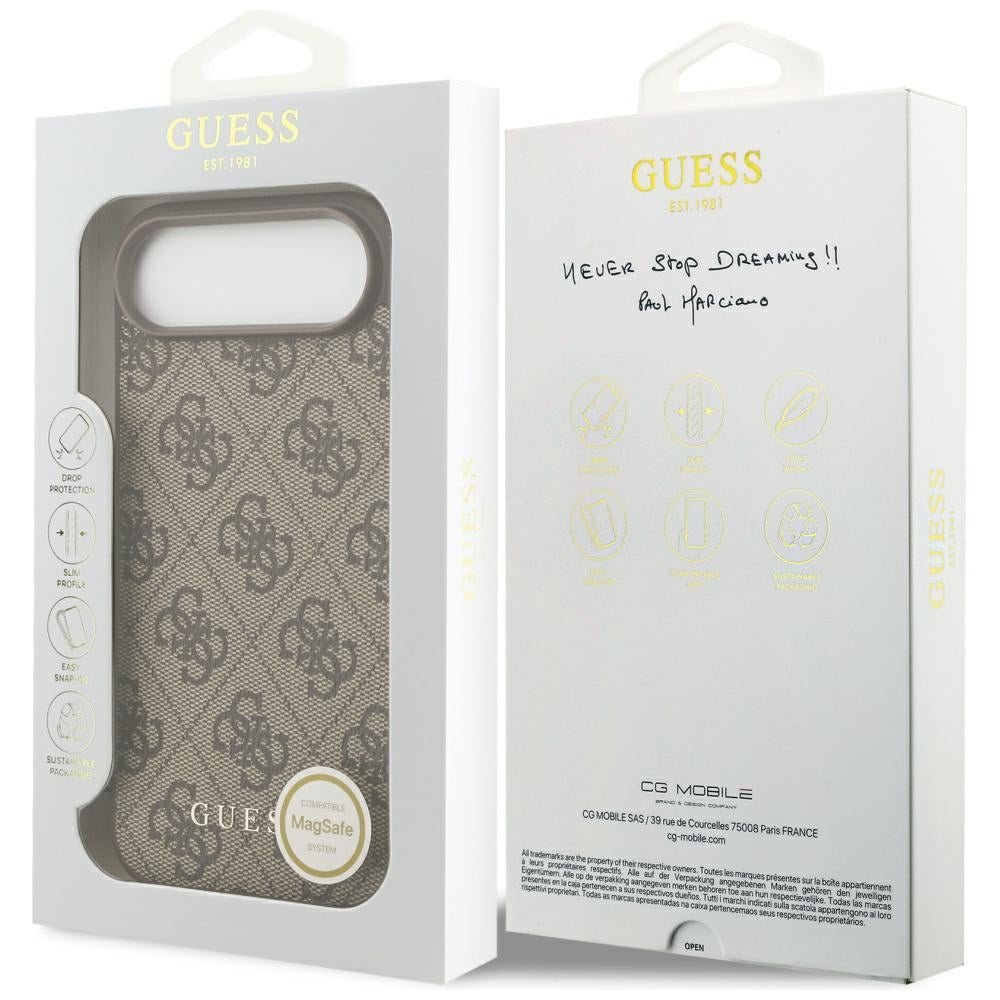 Guess iPhone Air - 4G Charms Collection MagSafe - Θήκη με Επένδυση Συνθετικού Δέρματος - Brown - GUHMP17MGF4GCW