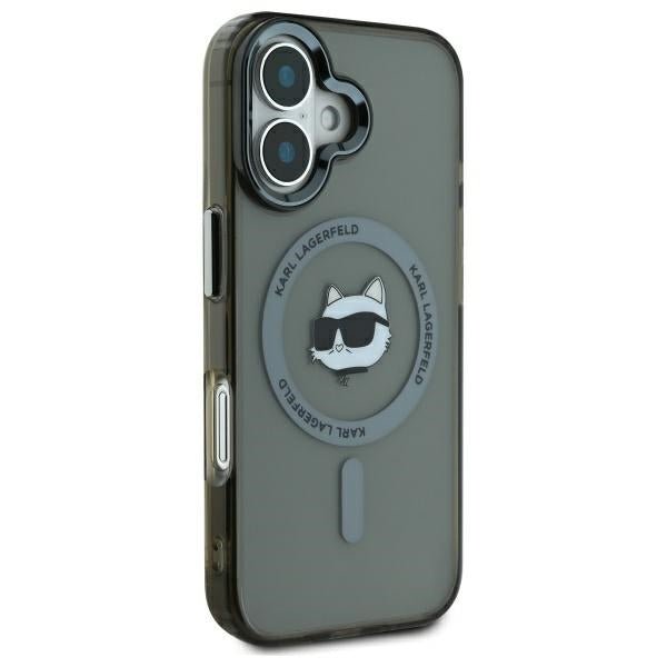 Karl Lagerfeld iPhone 16 - IML Metal Choupette Head - MagSafe Σκληρή Θήκη με Πλαίσιο Σιλικόνης - Black - KLHMP16SHLSCHK