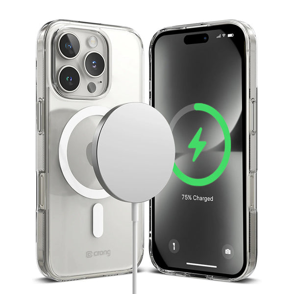 Crong iPhone 16 Pro Clear Mag Cover - Σκληρή Θήκη με Πλαίσιο Σιλικόνης και MagSafe - Clear