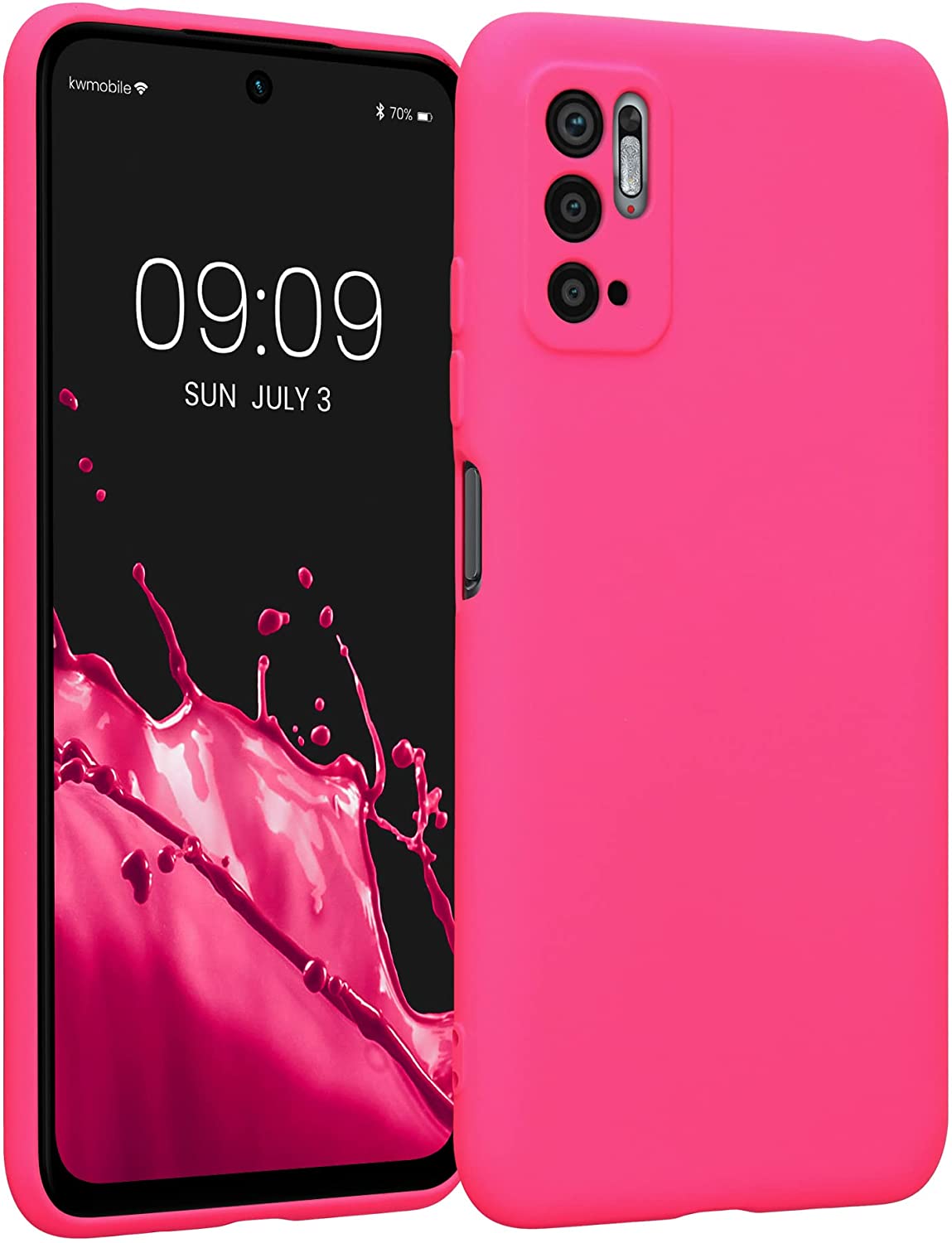 KW Xiaomi Redmi Note 10 5G / Poco M3 Pro 5G Θήκη Σιλικόνης Rubberized TPU - Neon Pink - 57816.77