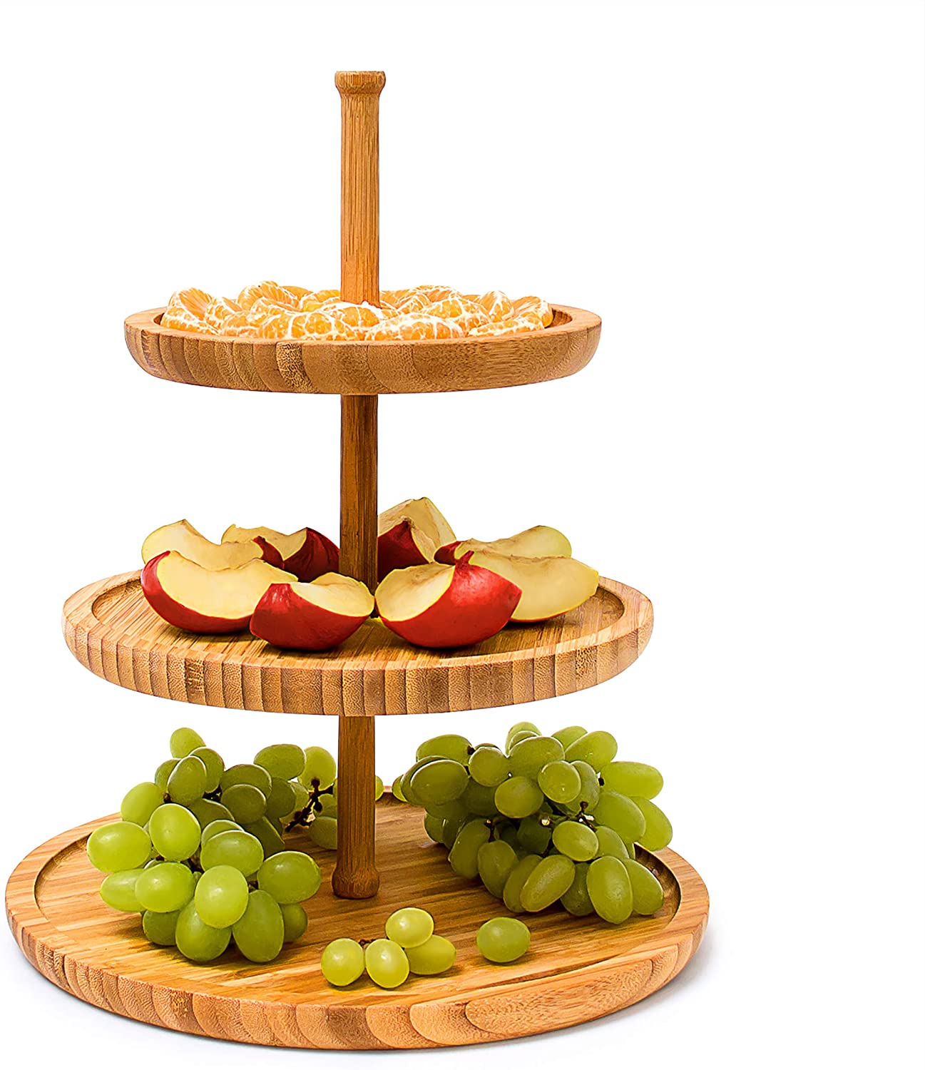 Relaxdays Δίσκος Σερβιρίσματος Φρούτων με 3 Επίπεδα - Brown - 4052025191689