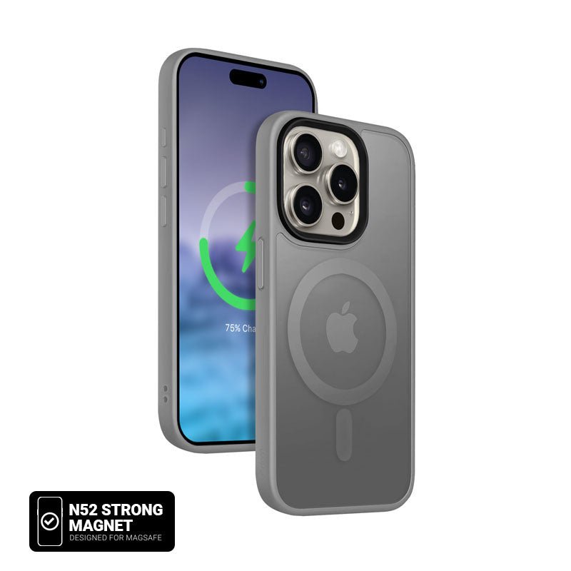 Crong iPhone 15 Pro Max Hybrid Frost Mag - Σκληρή Θήκη με Πλαίσιο Σιλικόνης και MagSafe - Grey