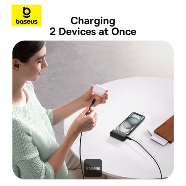 Baseus Compact Series Type-C - PowerBank 5000mAh 20W με Καλώδιο Type-C to Type-C - Black - P10068306113-00