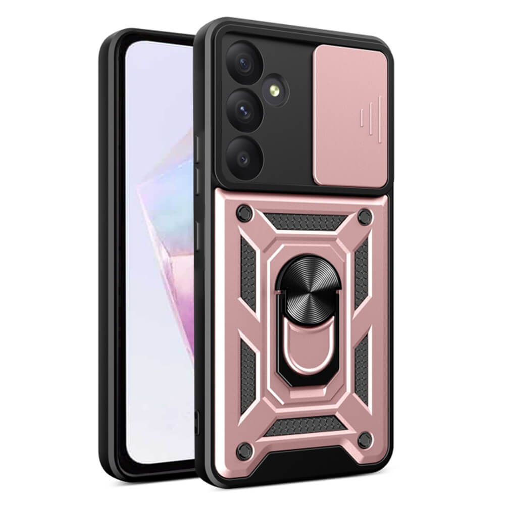 Techsuit Samsung Galaxy A36 5G - CamShield - Σκληρή Θήκη με Προστασία Καμερών και Δαχτυλίδι Συγκράτησης - Rose Gold