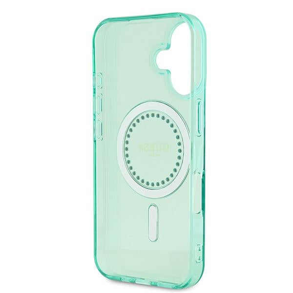 Guess iPhone 16 Plus - IML Rhinestones - MagSafe Σκληρή Θήκη με Πλαίσιο Σιλικόνης - Green - GUHMP16MPFTDTEN