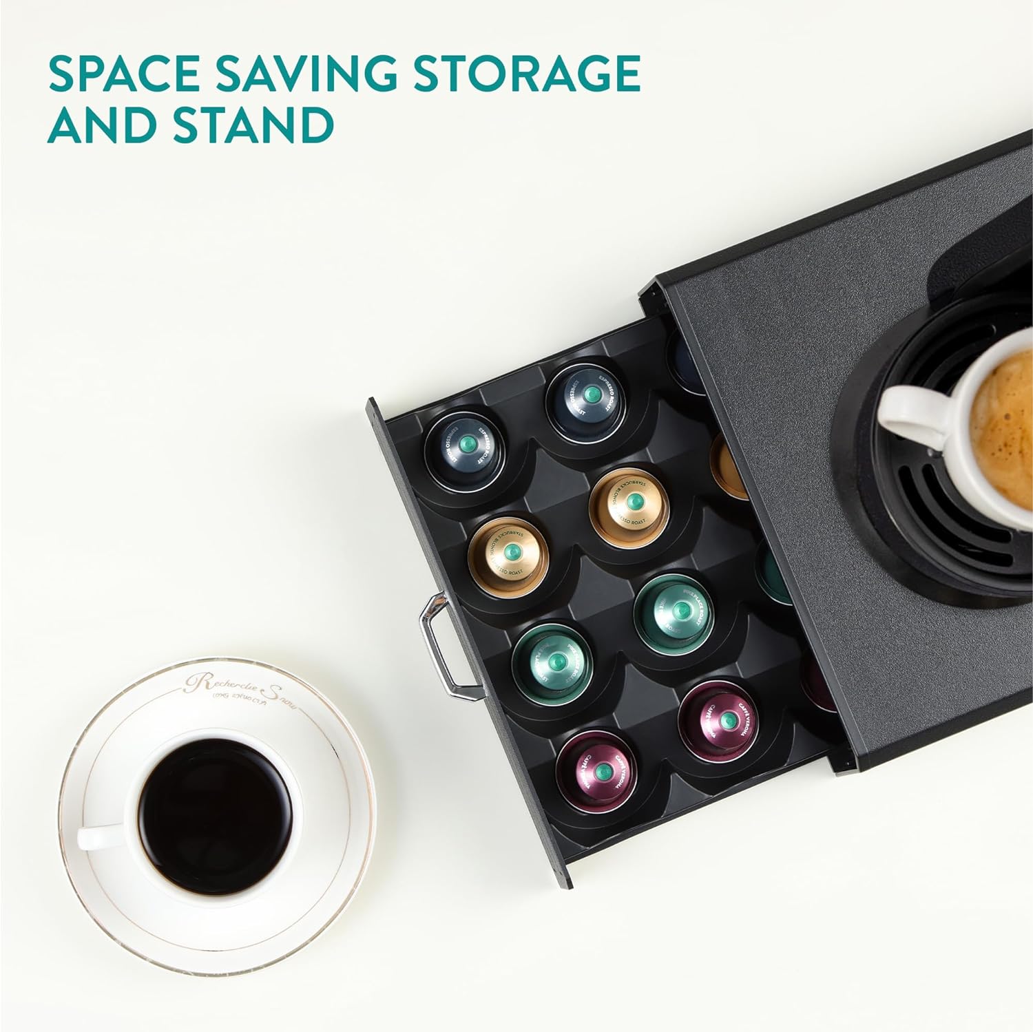 Navaris Συρτάρι για Κάψουλες Nespresso Vertuo / Βάση για Καφετιέρα - Black - 61701.01