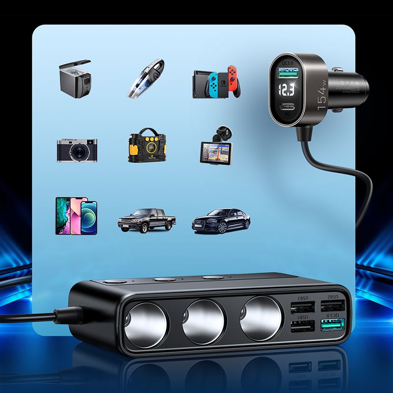 Joyroom Multi-Port Car Cigarette Lighter Φορτιστής Αυτοκινήτου Γρήγορης Φόρτισης PD154W - Black - JR-CL06