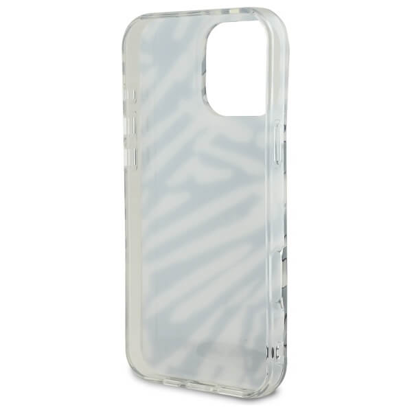 Karl Lagerfeld iPhone 16 Pro Max - IML Zebra Pattern and Cord - Σκληρή Θήκη με Πλαίσιο Σιλικόνης και Λουράκι - Black - KLHCP16XHZBPKCCK