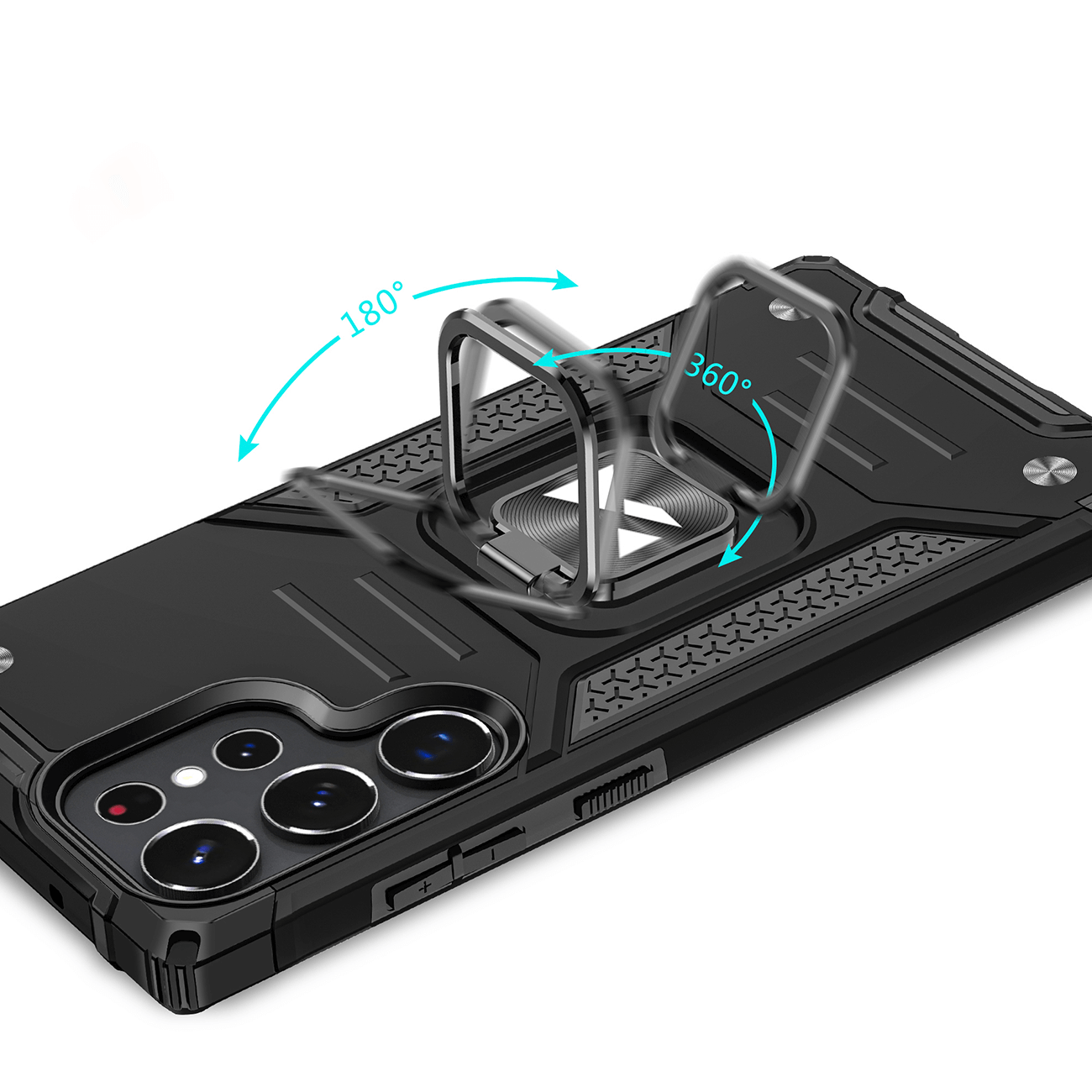 Wozinsky Samsung Galaxy S23 Ultra Ring Armor Σκληρή Θήκη με Πλαίσιο Σιλικόνης και Δαχτυλίδι Συγκράτησης - Black