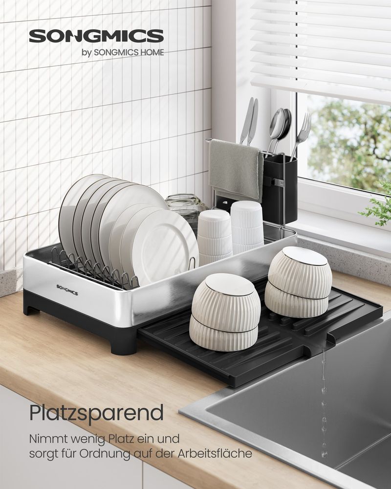 Songmics Στεγνωτήριο Πιάτων και Μαχαιροπίρουνων - Silver / Black - KCS035B01