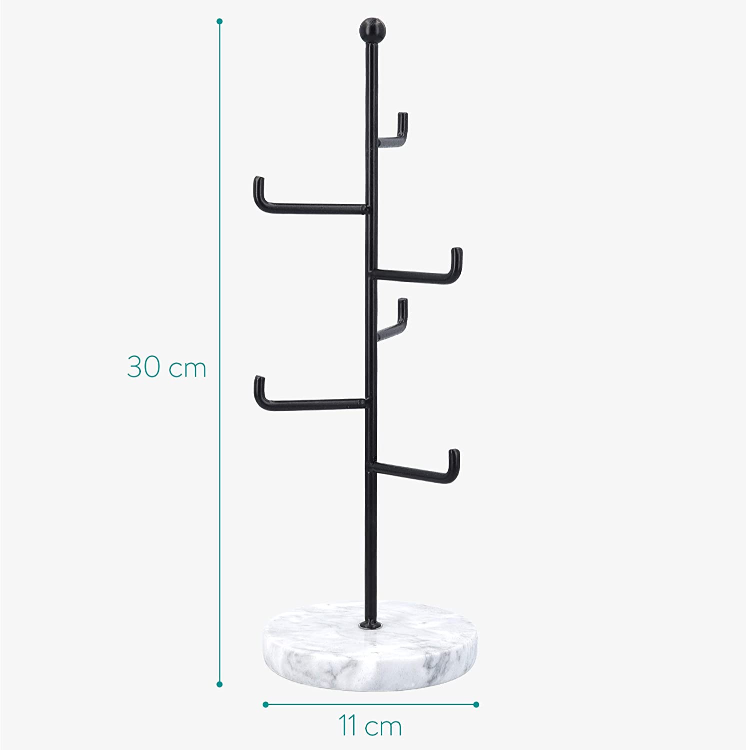 Navaris Μεταλλικό Stand Κοσμημάτων με Μαρμάρινη Βάση - Black - 52597.01