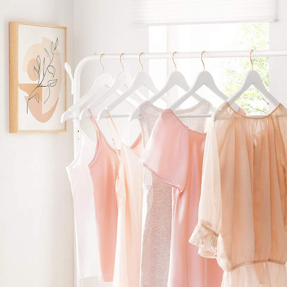 Songmics Σετ με 20 Ξύλινες Κρεμάστρες Ρούχων - White / Rose Gold - CRW001W01