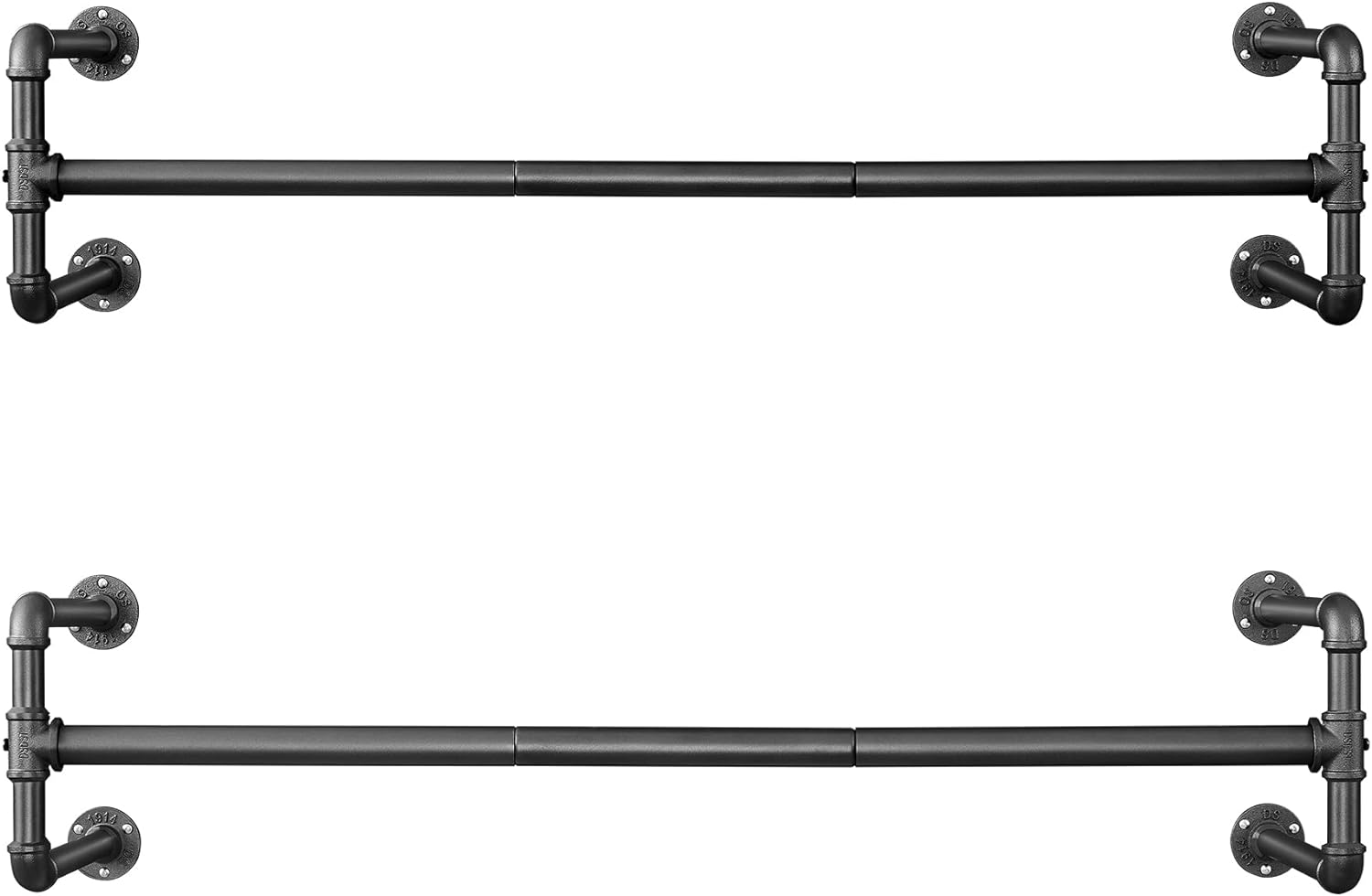Songmics Σετ με 2 Επιτοίχιες Μεταλλικές Ράγες Ρούχων - 112 x 30 x 29.3 cm - Black - HSR64BK-02