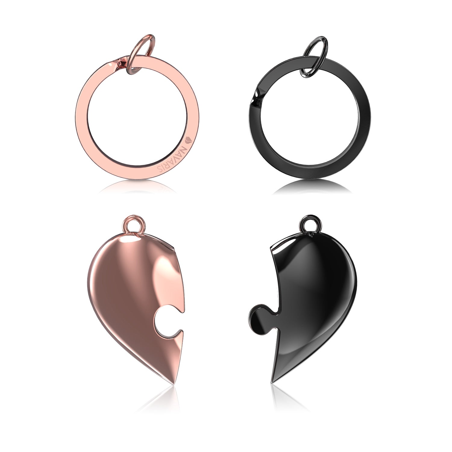 Navaris Cute Love Puzzle Keychain Μπρελόκ Κλειδιών - Rose Gold / Anthracite - 49565.81.73