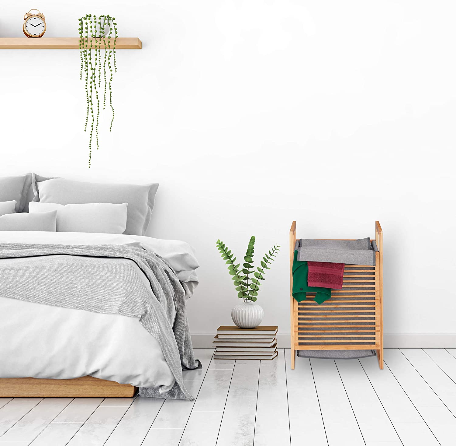 Relaxdays Κάδος Απλύτων από Μπαμπού - Natural / Grey - 4052025265052