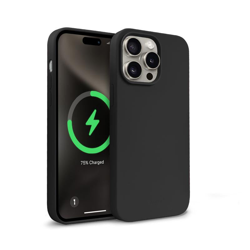 Crong iPhone 15 Pro Max Color Cover Magnetic - Θήκη Σιλικόνης με MagSafe - Black